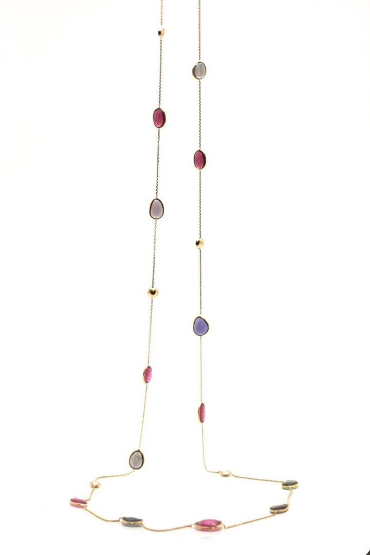 Tresor Collection - Multicolor Tourmaline Long Station Necklace In 18k Yellow Gold 1547913412
