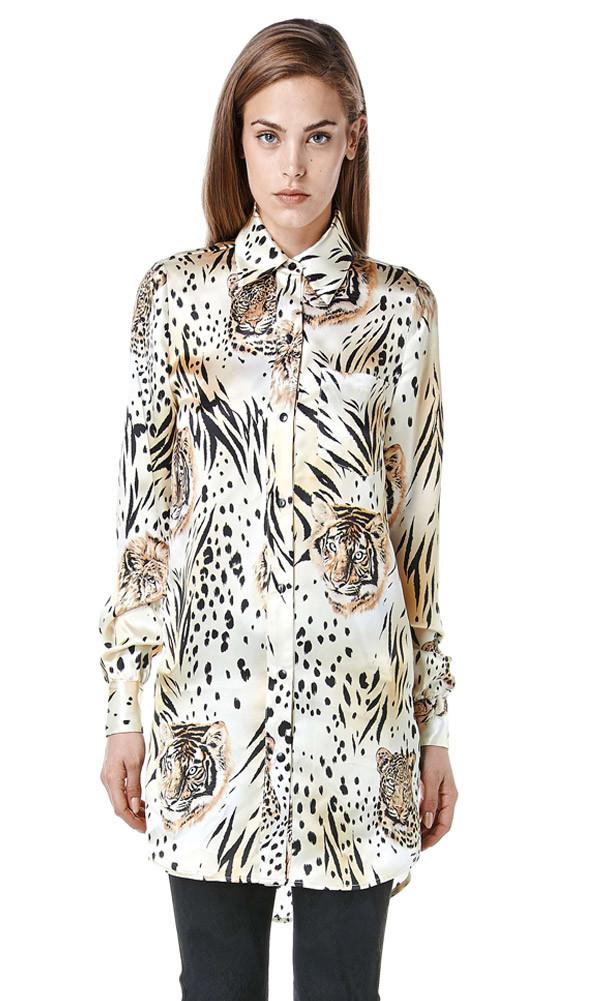 Again Collection - Ziggy Oversized Silk Blouse In Print, Multi-color