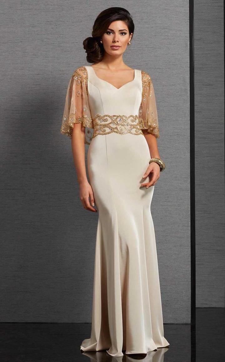Clarisse - 6302 Fitted Capelet Evening Gown