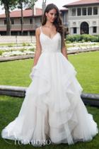 Rachel Allan Bridal - Tiered Sleeveless Beaded Bridal Dress M629