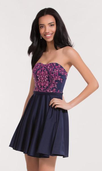Alyce Paris - 3751 Floral Embroidered Semi-sweetheart A-line Dress
