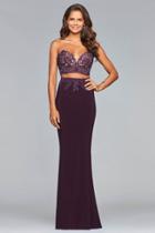Faviana - 10008 Two Piece Lace Sweetheart Jersey Sheath Dress