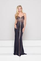 Glow By Colors - G766 Gilt Stripe Ornate Sheath Gown