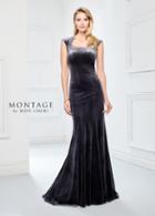 Montage By Mon Cheri - 218908 Lace Velvet Scoop Trumpet Dress