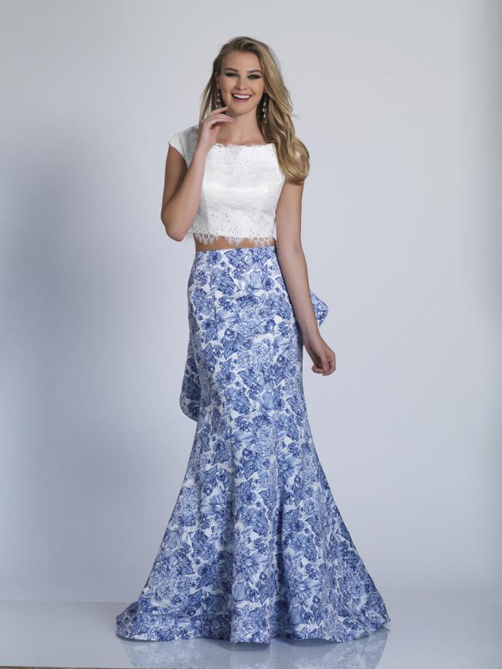 Dave & Johnny - 3292 Two Piece Lace And Printed Mermaid Dress