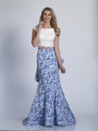 Dave & Johnny - 3292 Two Piece Lace And Printed Mermaid Dress