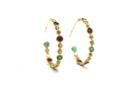 Tresor Collection - Organic Color Diamond, Ruby, Emerald & Sapphire Hoop Earrings In 18k Yellow Gold