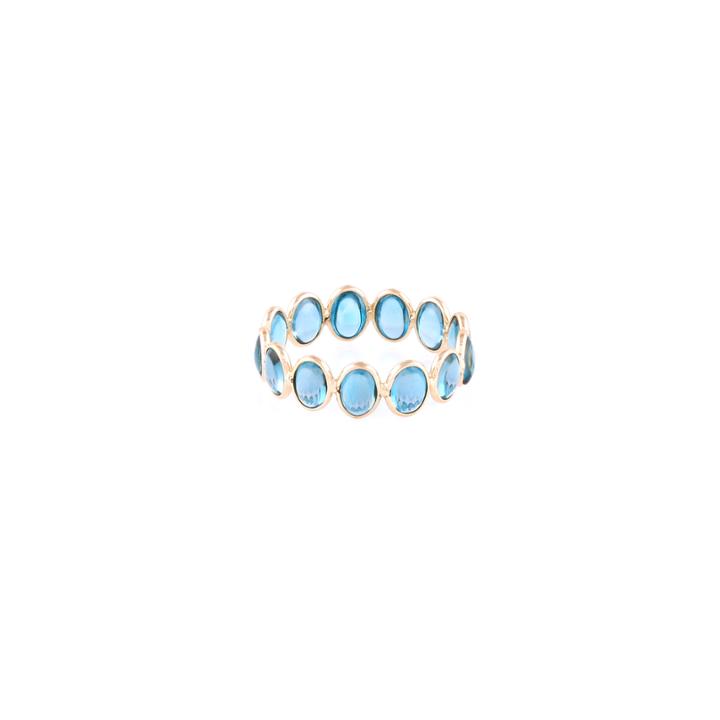 Tresor Collection - Blue Topaz Oval Ring Band With Adjustable Shank In 18k Yg