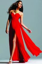 Faviana - Celebrity-inspired Strapless Chiffon Dress With High Front Slit 6428