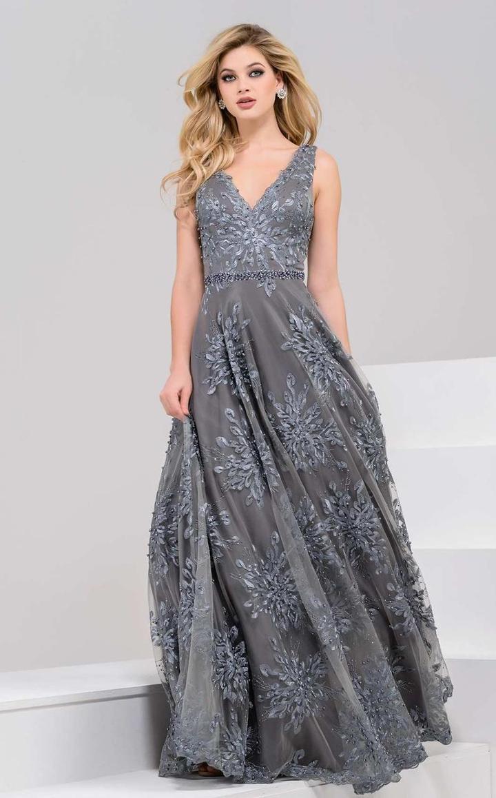 Jovani - 47770 Embellished V-neck A-line Dress