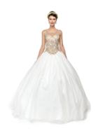 Beautiful Embroidered And Beaded Scoop Neck Ball Gown