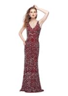 Primavera Couture - 1970 Embellished V-neck Sheath Dress