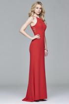 Faviana - Halter Neck Jersey Dress With Sweep Train S7913