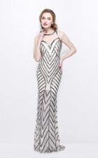 Primavera Couture - Bead Embellished Illusion Halter Neck Sheath Dress 1821