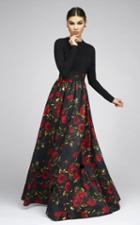 Ieena Duggal - 25266 Full Sleeve Gown In Black Rose