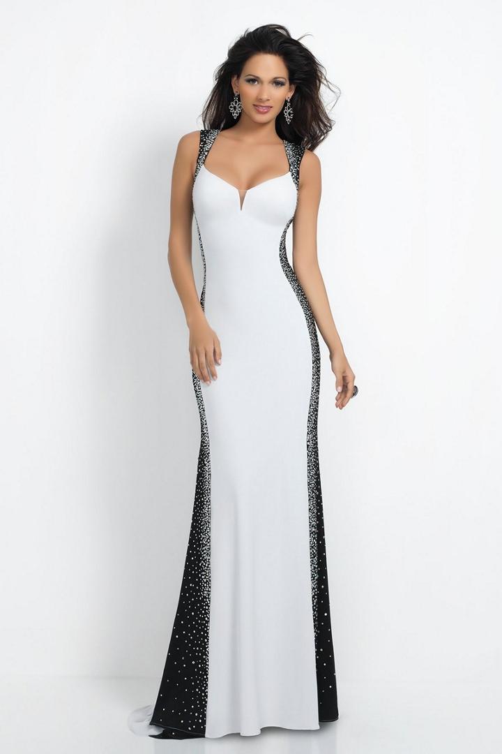 Intrigue - Bejeweled Queen Anne Neckline Sheath Dress 30