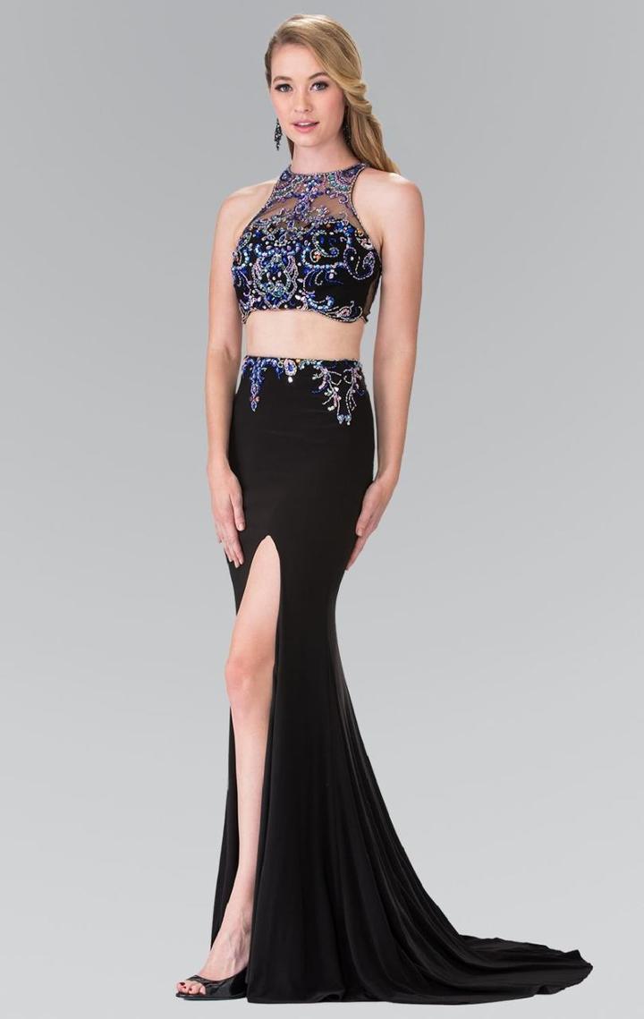 Elizabeth K - Beaded Halter Neck Rome Jersey Trumpet Gown Gl2277
