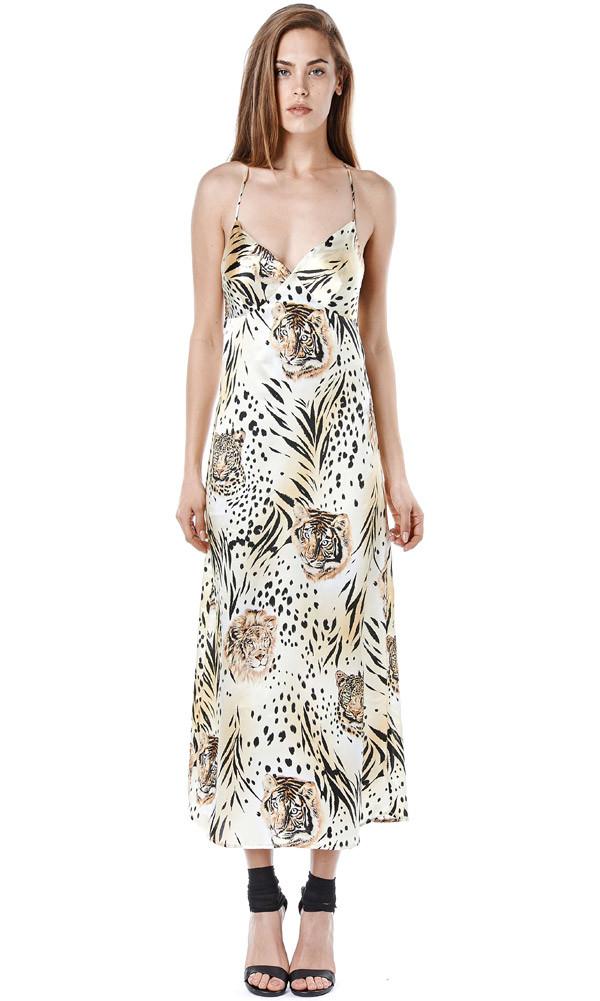 Again Collection - Gia Silk Slip Maxi Dress In Print