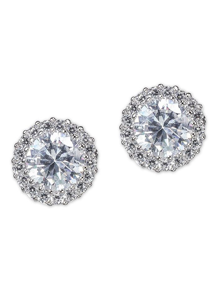 Cz By Kenneth Jay Lane - Classic Pavã£â© Round Pierced Stud Earring