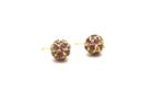 Tresor Collection - Pink Tourmaline Origami Sphere Ball Stud Earrings In 18k Yellow Gold