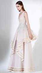 Saiid Kobeisy - 3404 Plunging V-neck Asymmetrical Hemmed A-line Gown