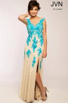 Jovani - Lace Embroidered Cap Sleeve Illusion Bateau Neck Sheath Dress Jvn22484