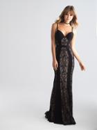 Madison James - 18-734 Sweetheart Lace And Jersey Sheath Gown
