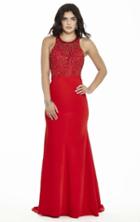 Jolene Collection - 17139 Scarlet Beaded Halter Gown