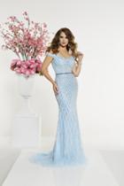Panoply - 14903 Lattice Beaded Off Shoulder Evening Gown