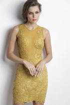 Baccio Couture - Damet Painted Caviar Mustard Short Dress