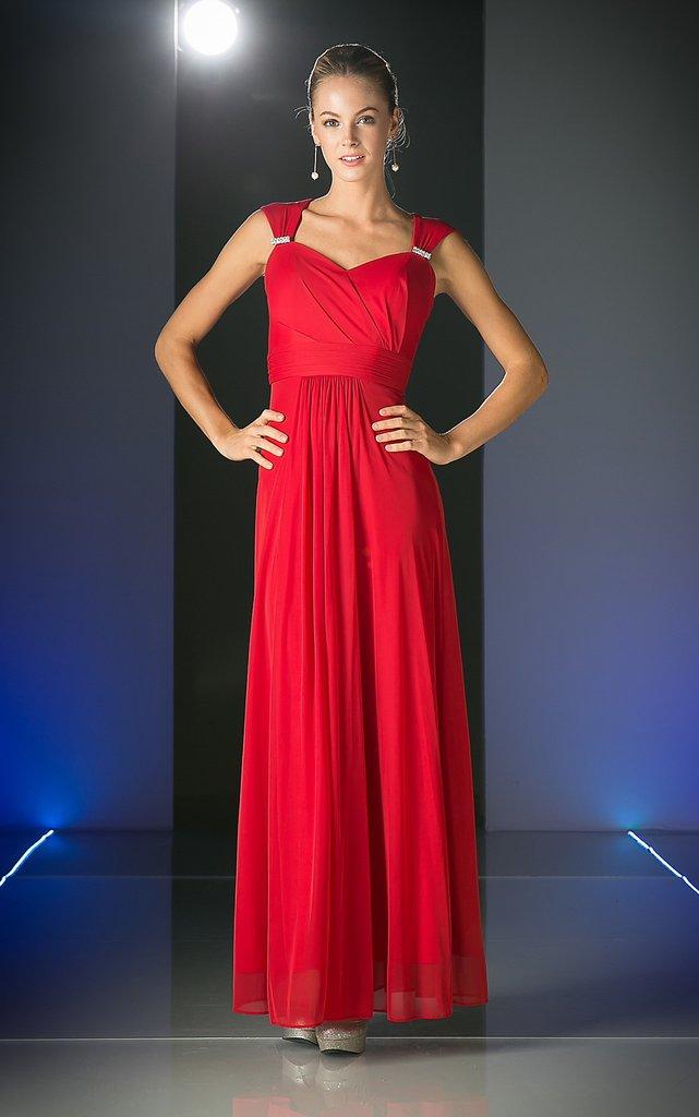 Cinderella Divine - Cap Sleeve Pleated Surplice Sweetheart Gown