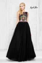 Angela And Alison - Sleeveless Bateau Floral Applique Long Gown 771011