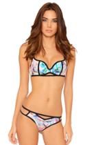 Del Mar Swimwear - Anika Cut Out Bikini Top In Pink/blue