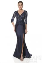 Terani Evening - Gorgeous 3/4 Sleeve Laced And Beaded V-neck Fit And Flare Gown 1613m0718a