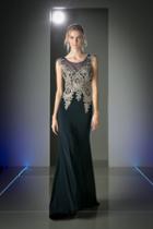 Cinderella Divine - Cap Sleeve Illusion Bateau Metallic Lace Gown