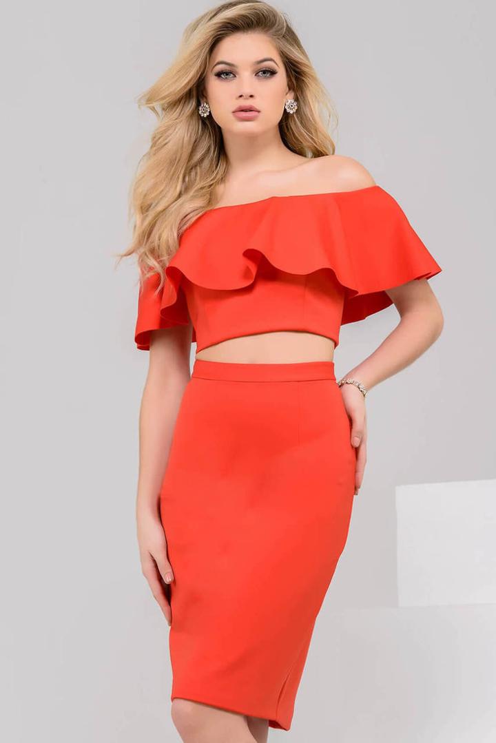 Jovani - 49924 Two-piece Flounced Off-shoulder Dress