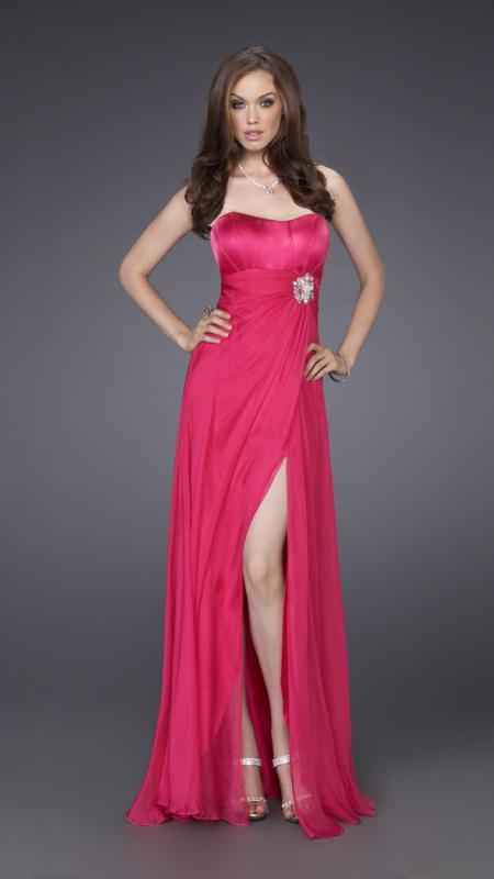 La Femme - Bejeweled Modified Sweetheart Long Silk Gown 15171
