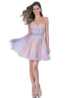 Terani Couture - Elegant Pearl Encrusted Sweetheart Neck Polyester Tea Length Dress 1611p0106a