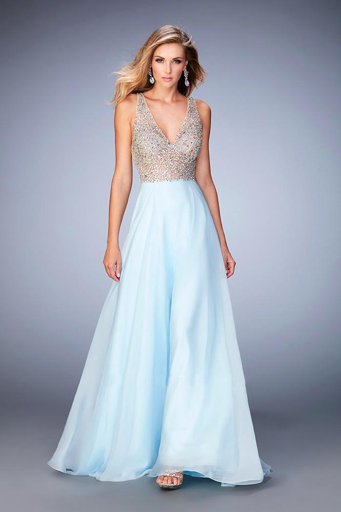 Gigi - 22897 Embellished V-beck A-line Dress