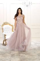 May Queen - Rq7527 Sleeveless Pearl Embellished Ballgown