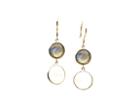 Tresor Collection - Rainbow Moonstone & Labradorite Simple Two Dangle Earrings In 18k Yellow Gold