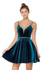Alyce Paris - 4008 Embellished Deep V-neck Velvet A-line Dress