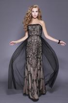 Shail K - 12140 Strapless Straight Beaded Sheath Gown