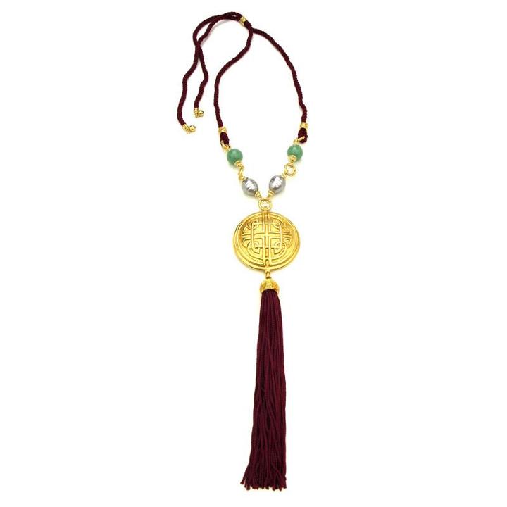 Ben-amun - Silk Road Empress Medallion Pendant Tassel Necklace