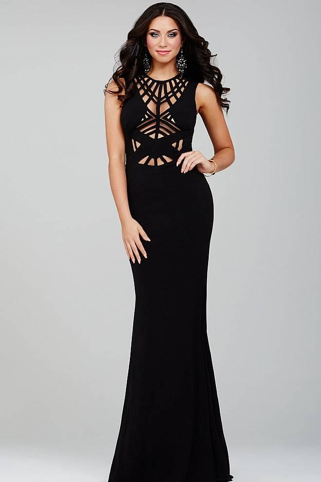 Jovani - Sleeveless Cutout Detailed Long Sheath Dress 21494