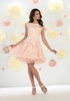 May Queen - Mq1464 Cap Sleeve Floral Tulle Cocktail Dress