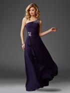 Clarisse - M6403 Draped Ornate Asymmetrical Gown