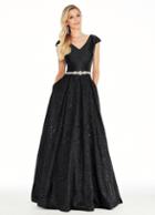 Ashley Lauren - 1306 Brocade Ball Gown With Beaded Belt