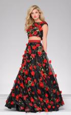 Jovani - 48424 Two Piece Rosette Applique A-line Dress