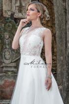 Milano Formals - Aa9324 Lace Illusion Bateau A-line Wedding Gown